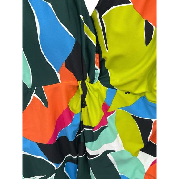 NWT Anne Cole Swimsuit Polynesian Palm Plunge Twist One Piece Size 12 - Picture 4 of 10